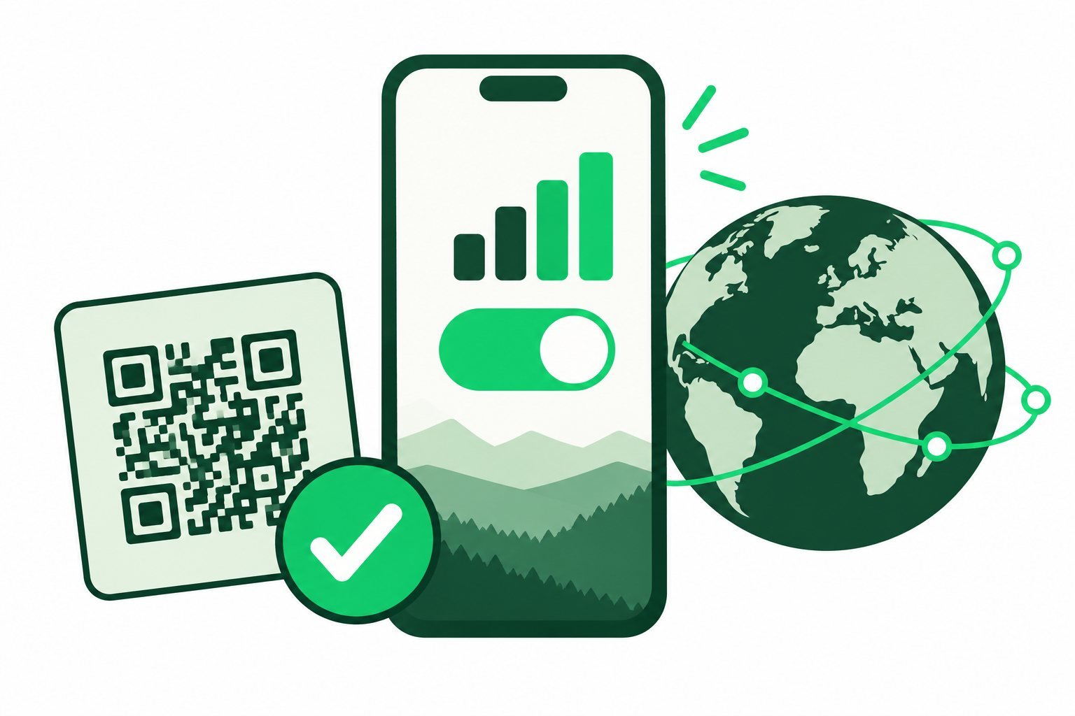 Phone with signal bars and an enabled eSIM connection