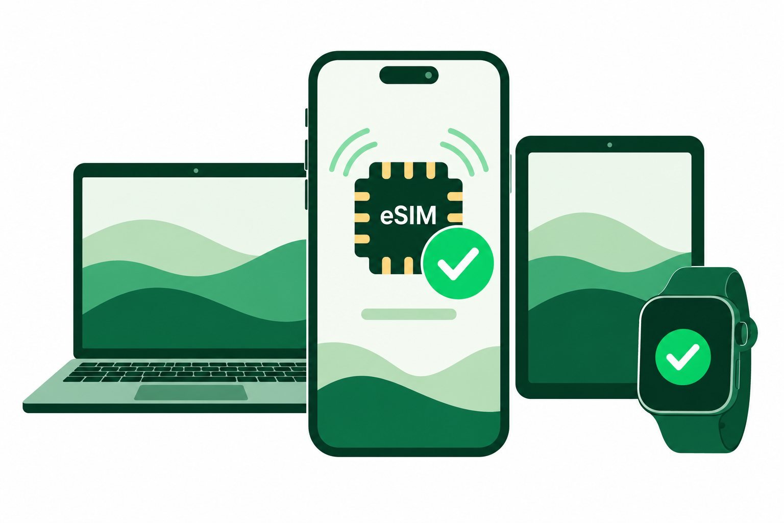 Phone with an eSIM compatibility checkmark