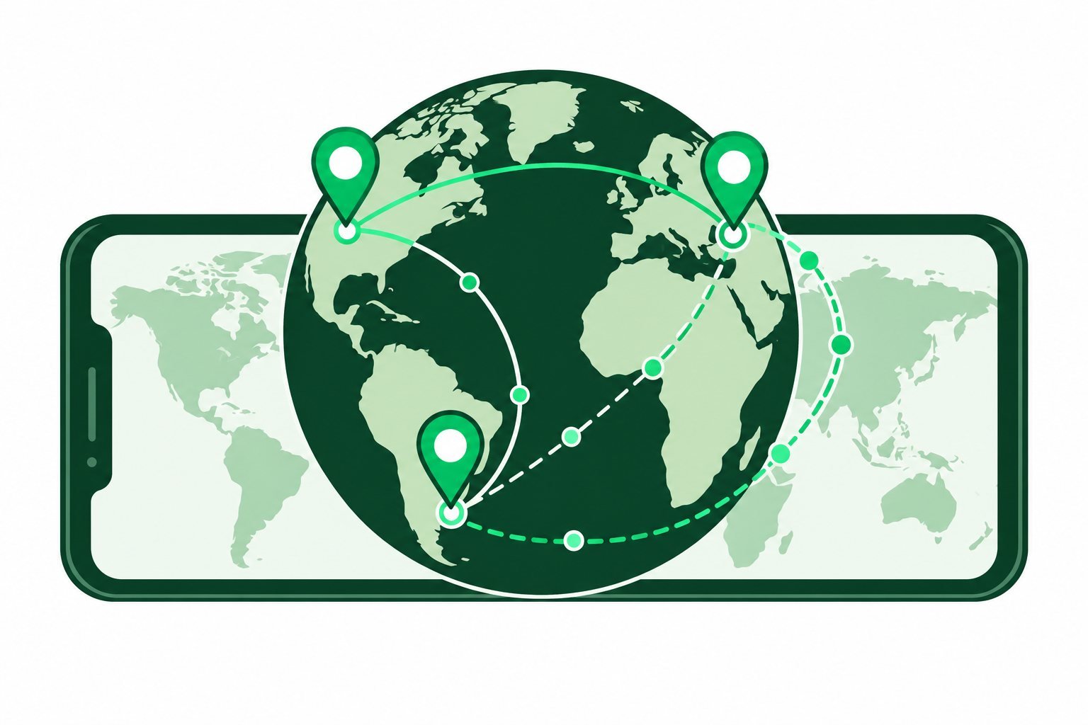 Phone and globe illustrating international travel data