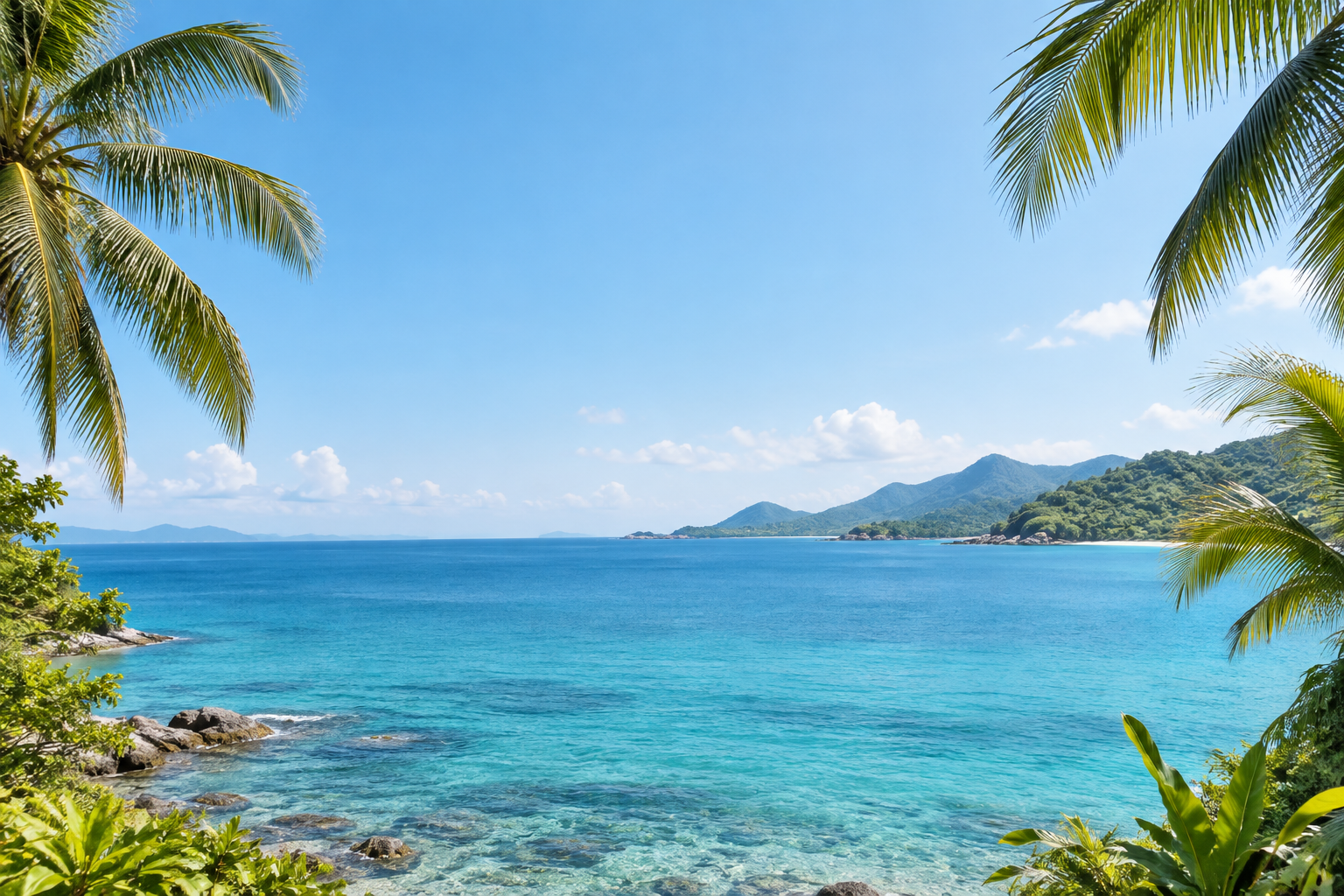 Tropical coastline for your free eSIM trial travel plans